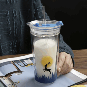雙層玻璃吸管杯