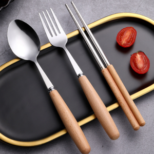 木質不鏽鋼餐具組