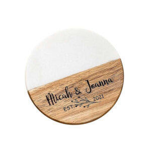 大理石拼木杯墊